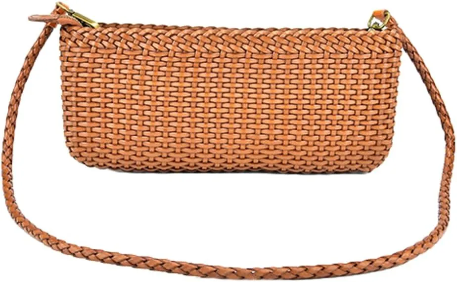 Leather Shoulder Bag For Women Simple Clutch Bags Women’s Woven Handbag Casual Crossbody Work Travel Purses 2025