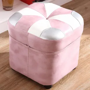 Leather Square Ottoman Petaloid Foot Rest for Living Room Bedroom,Sofa Low Stool Padded Seat,Cowhide Footstool Home Decor-B-14.2 * 15Inch