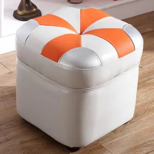 Leather Square Petaloid Foot Rest for Living Room Bedroom,Sofa Low Stool Padded Seat,Cowhide Footstool Home Decor-B-14.2 * 15Inch,B-14.2 * 15Inch