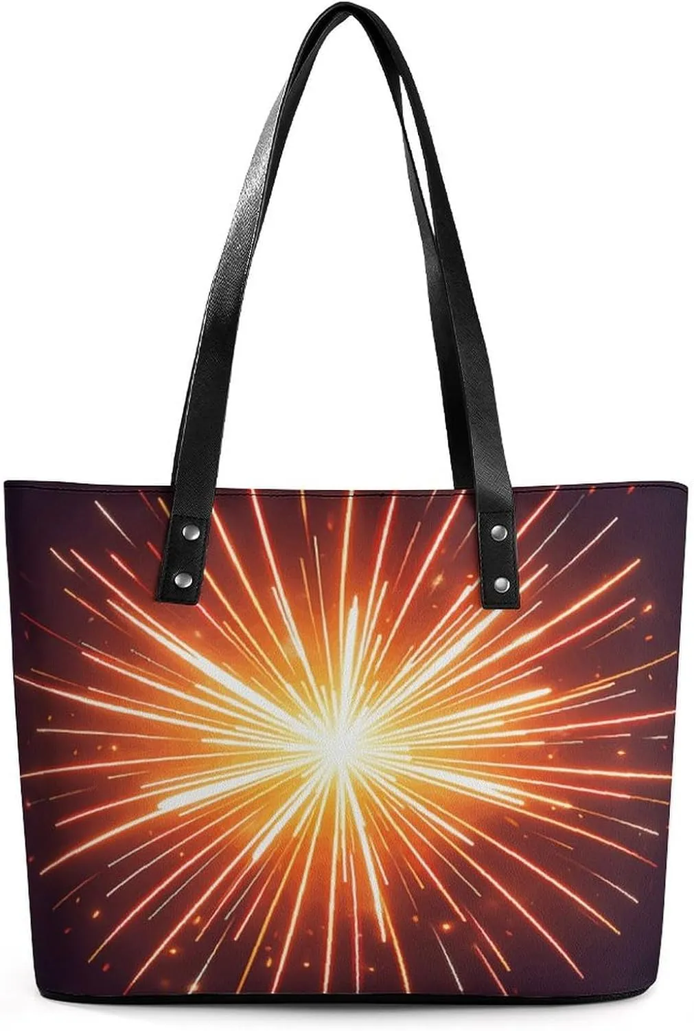 Leather Tote Bag Crossbody Bags for Women Fashion Top Handle Handbag Explosion Firework 3D Ladies Shoulder Bags Casual Beach Bag Gym Bages Ladies Purses for Shopping Work Travel