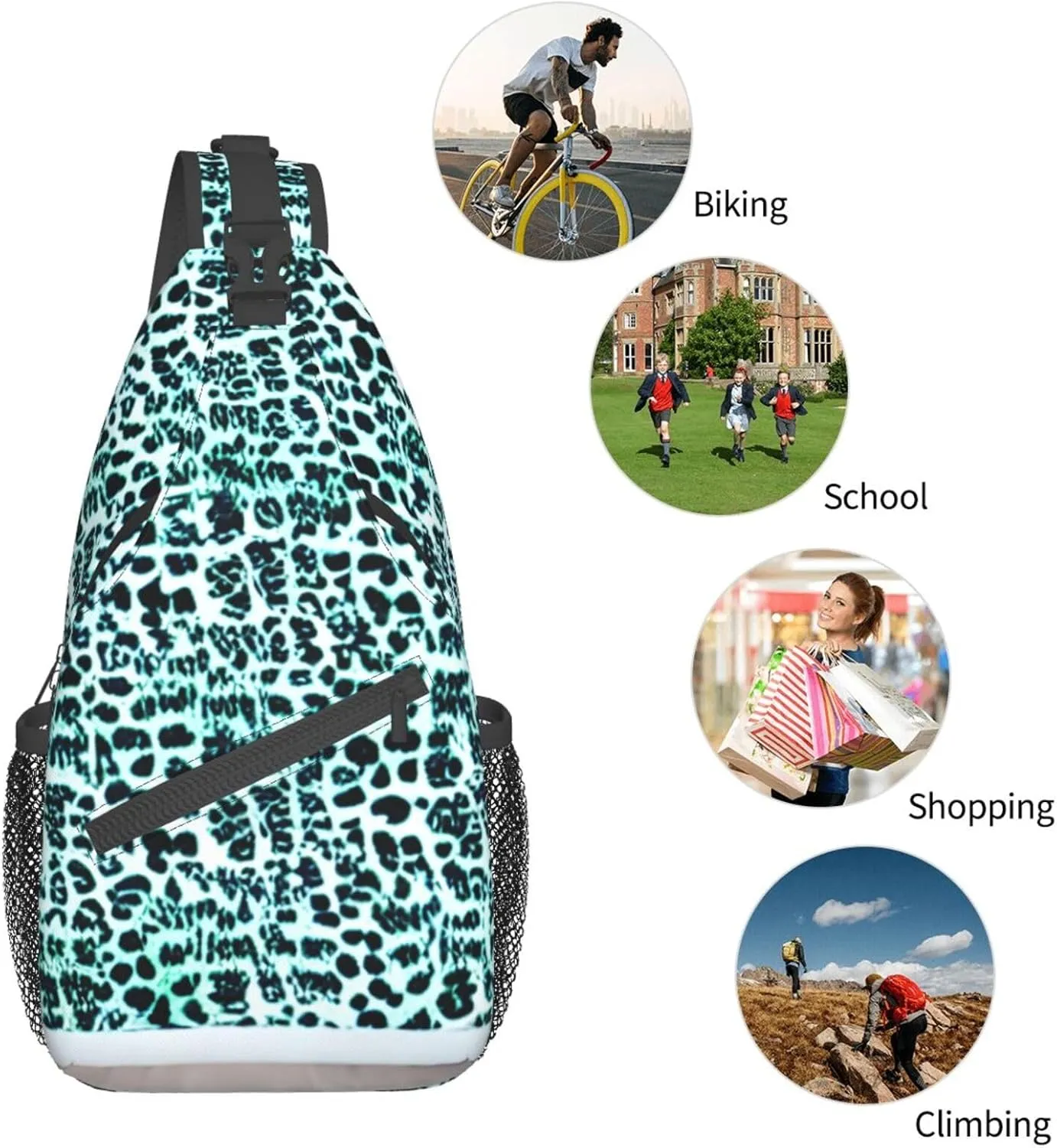 Leopard Patterned Wallpaper High Storage Capacity Chest Bag Diagonally Sling Backpack Crossbody Shoulder Bag For Men Women