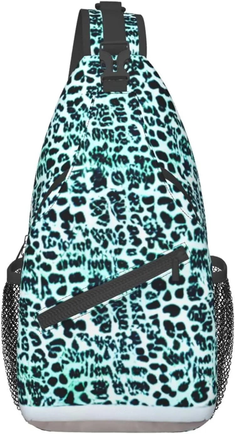 Leopard Patterned Wallpaper High Storage Capacity Chest Bag Diagonally Sling Backpack Crossbody Shoulder Bag For Men Women