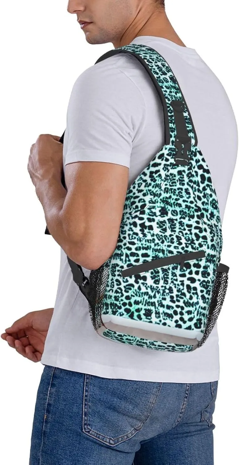 Leopard Patterned Wallpaper High Storage Capacity Chest Bag Diagonally Sling Backpack Crossbody Shoulder Bag For Men Women