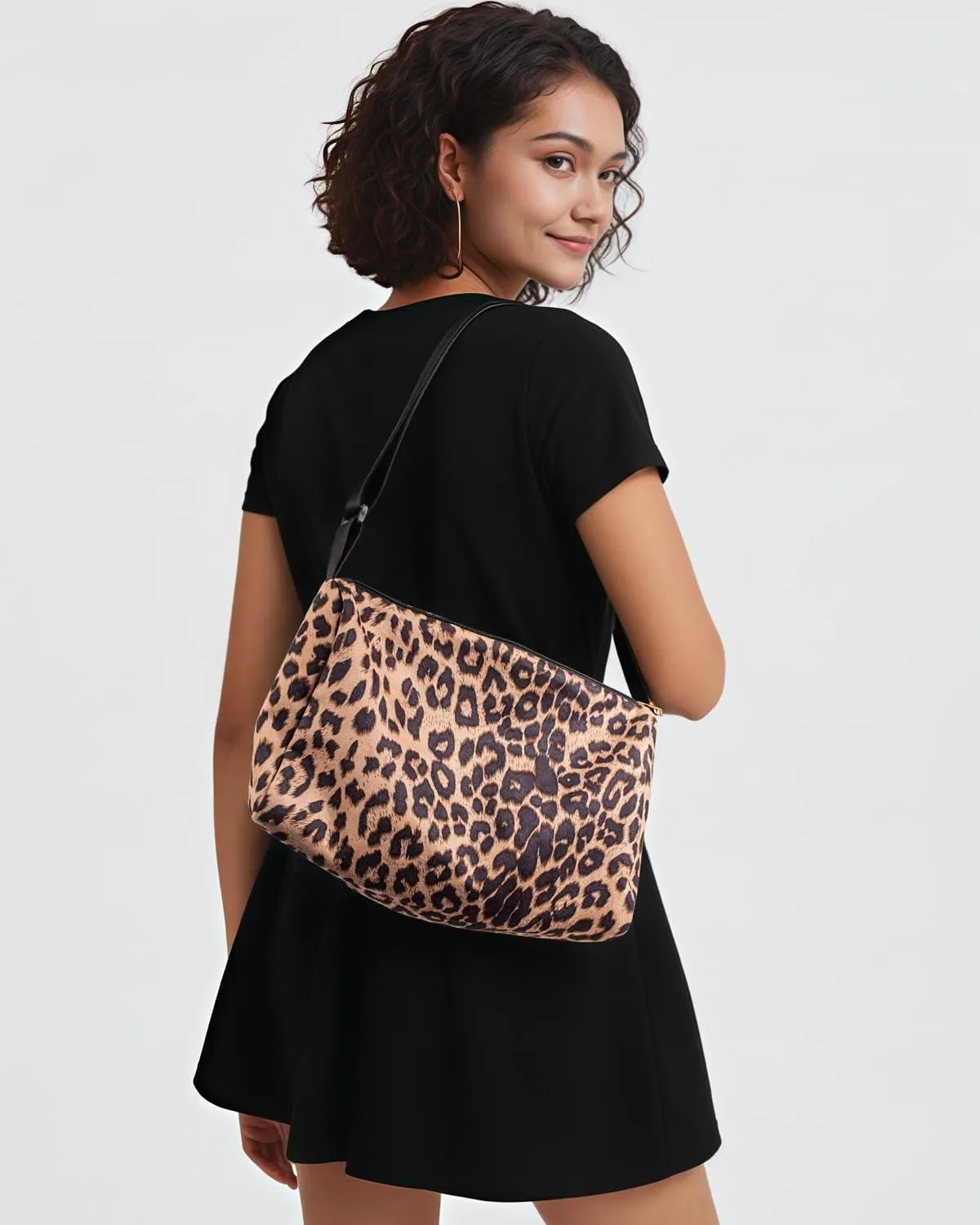 Leopard Shoulder Bag Soft & Lightweight Large Tote Purse Handbag Travel Satchel Gift for Women