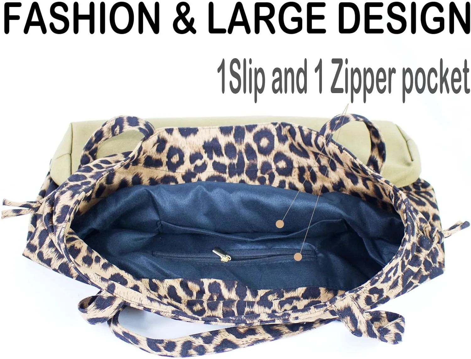 Leopard Shoulder Bag Soft & Lightweight Large Tote Purse Handbag Travel Satchel Gift for Women