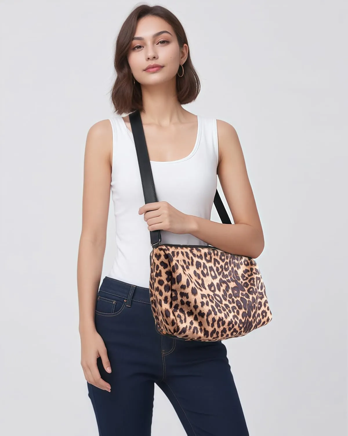 Leopard Shoulder Bag Soft & Lightweight Large Tote Purse Handbag Travel Satchel Gift for Women