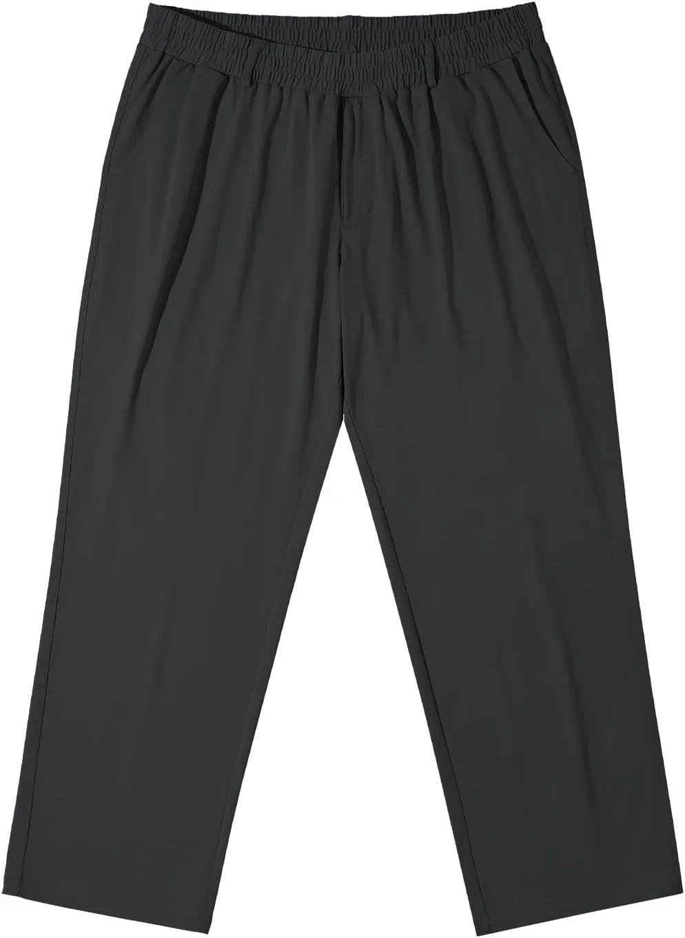 LETAOTAO Mens Big and Tall Full Elastic Waist Pants Stretch Slacks with Zipper Fly and Pockets