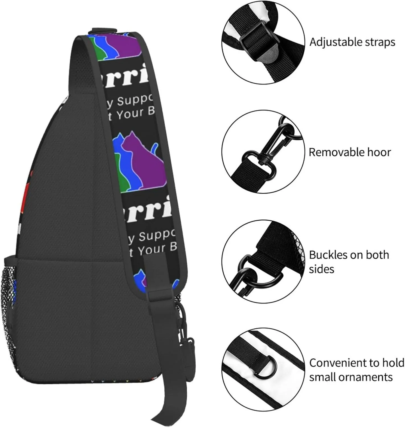 Lgbt Pride Rainbow Gay Cats Purride Ally Support I Got Your Back Chest Sling Bag Crossbody Shoulder Backpack Bag Gym Cycling Daypack Travel Hiking Cross Bag