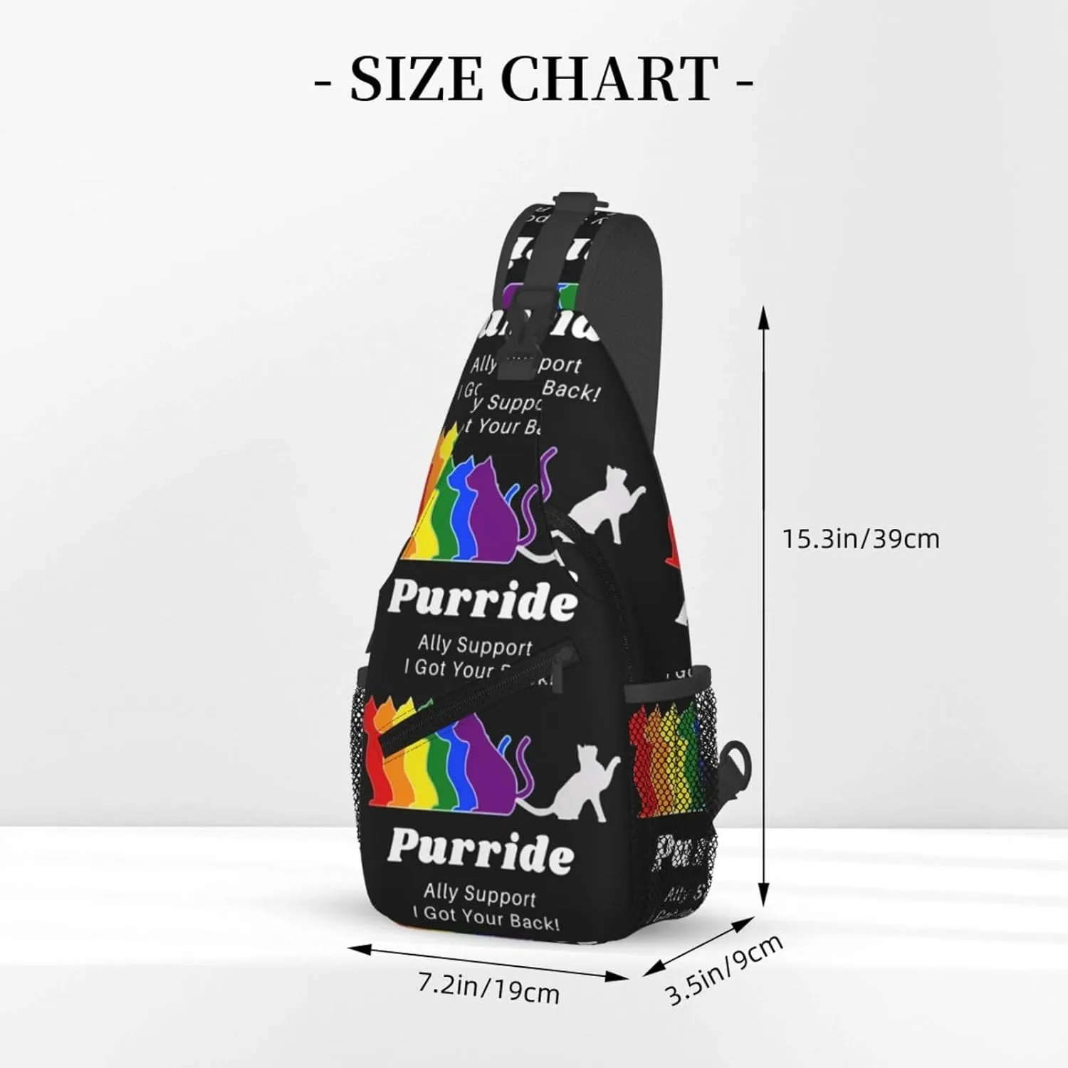 Lgbt Pride Rainbow Gay Cats Purride Ally Support I Got Your Back Chest Sling Bag Crossbody Shoulder Backpack Bag Gym Cycling Daypack Travel Hiking Cross Bag