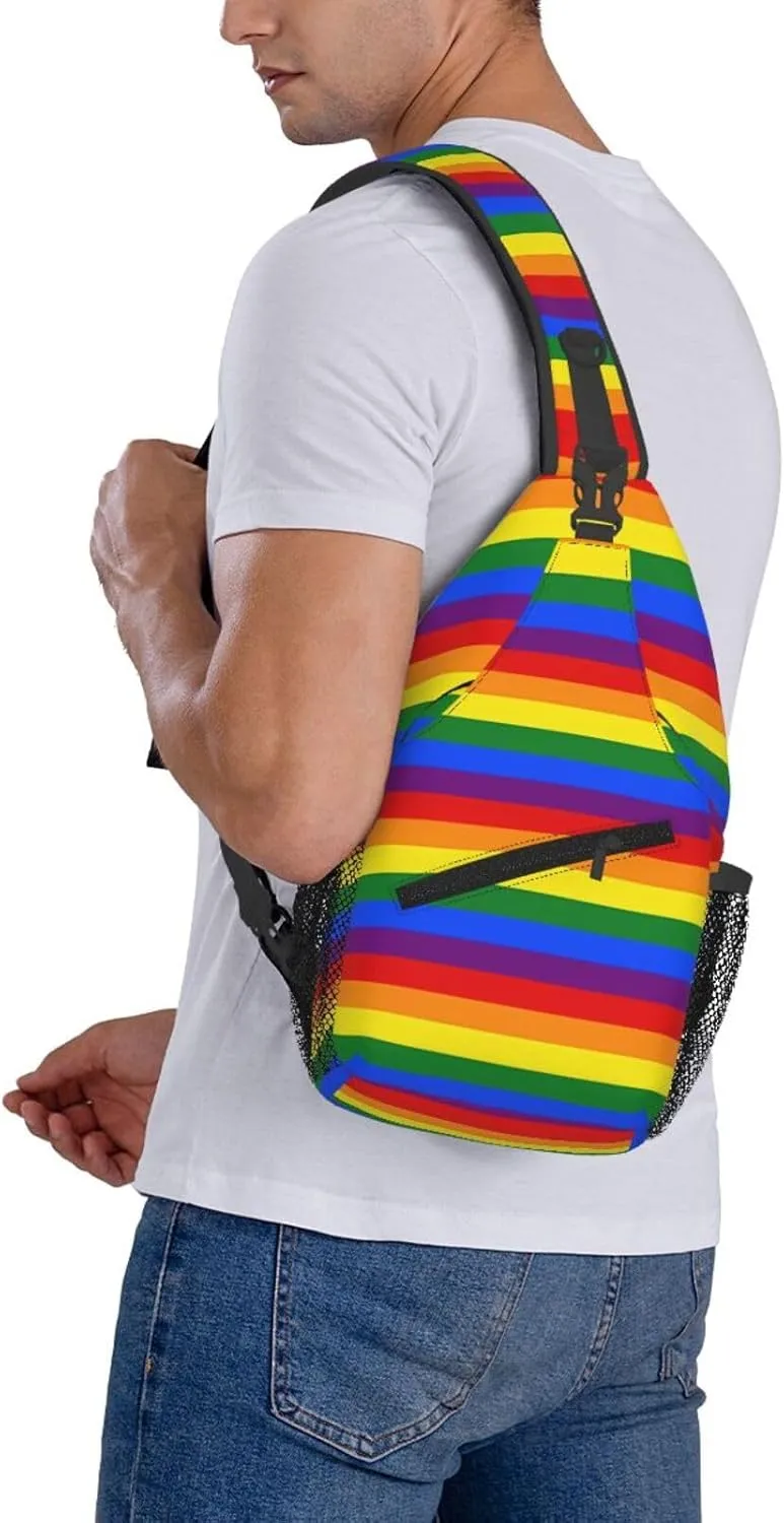 Lgbt Pride Rainbow Gay Flag Chest Sling Bag Crossbody Shoulder Backpack Bag Gym Cycling Daypack Travel Hiking Cross Bag