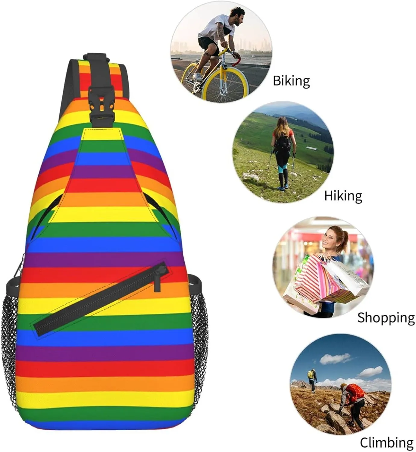 Lgbt Pride Rainbow Gay Flag Chest Sling Bag Crossbody Shoulder Backpack Bag Gym Cycling Daypack Travel Hiking Cross Bag