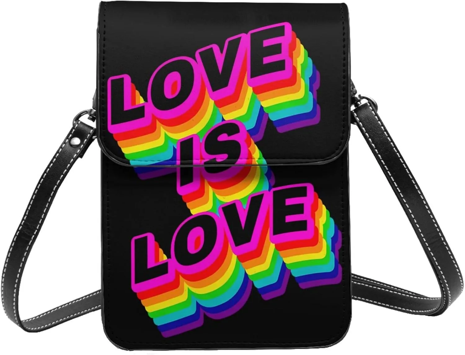 LGBT Pride Rainbow Gay Leather Crossbody Phone Purse for Women Cute Wallet Bags Lightweight Mini Sling Bag