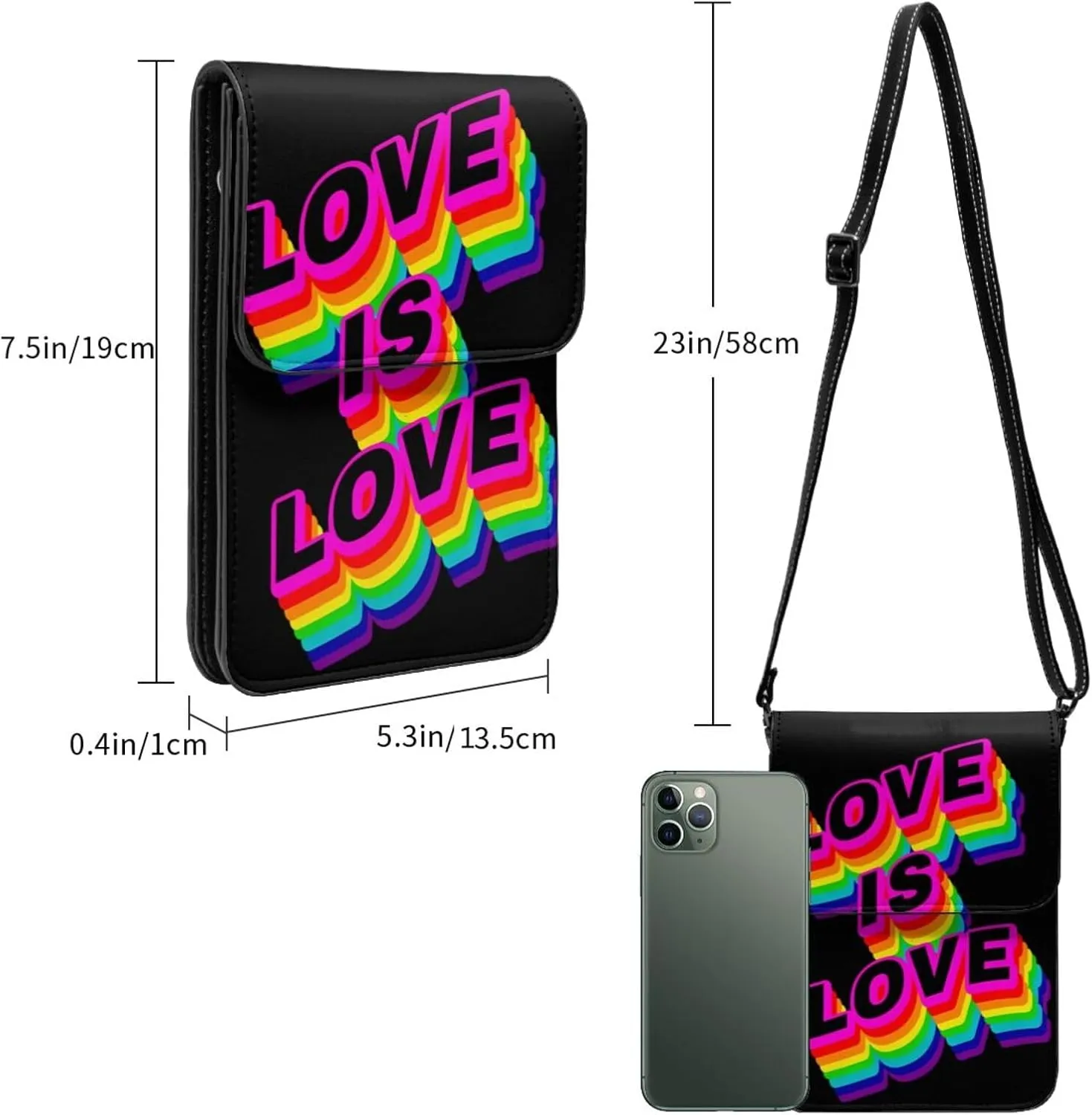 LGBT Pride Rainbow Gay Leather Crossbody Phone Purse for Women Cute Wallet Bags Lightweight Mini Sling Bag