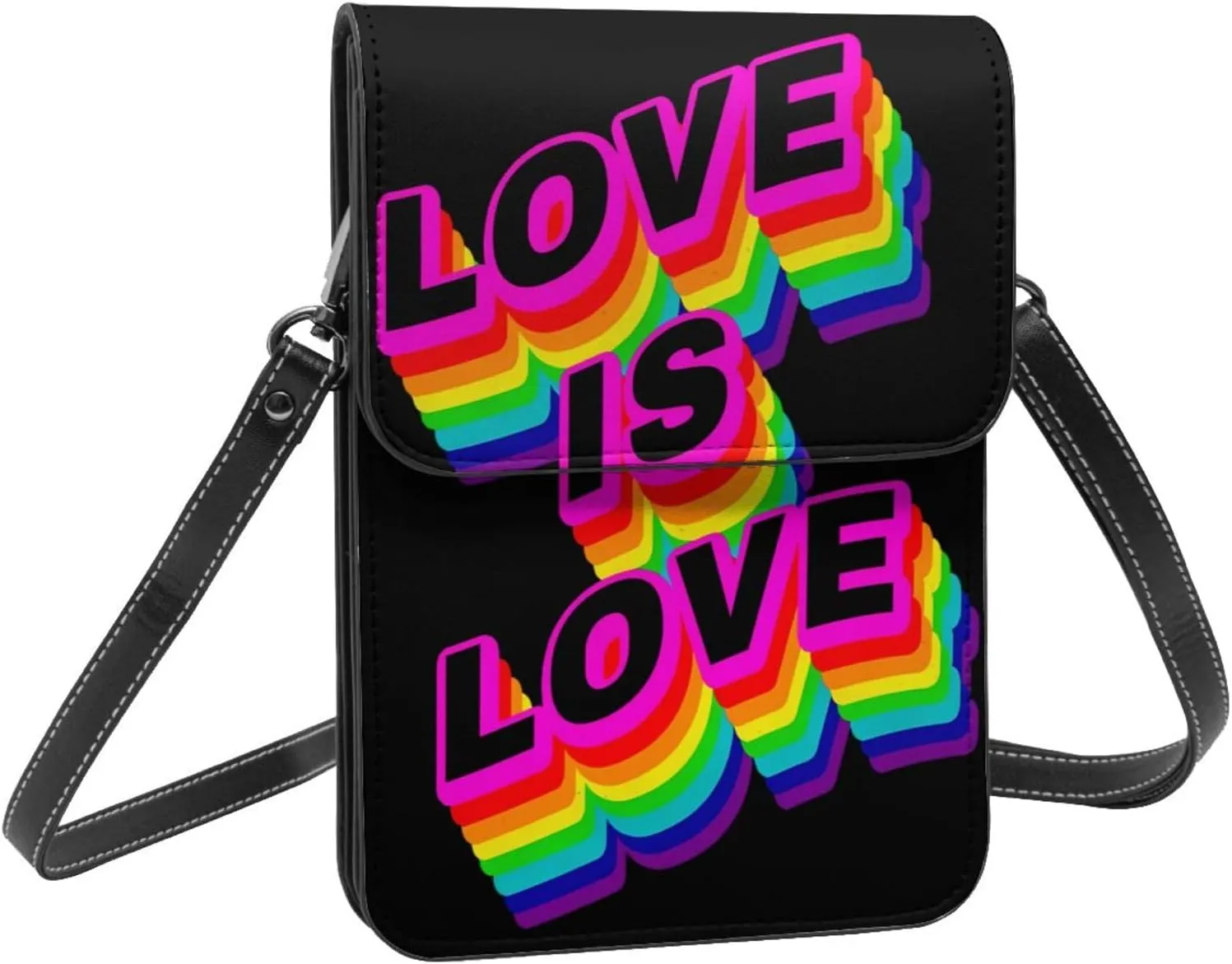 LGBT Pride Rainbow Gay Leather Crossbody Phone Purse for Women Cute Wallet Bags Lightweight Mini Sling Bag