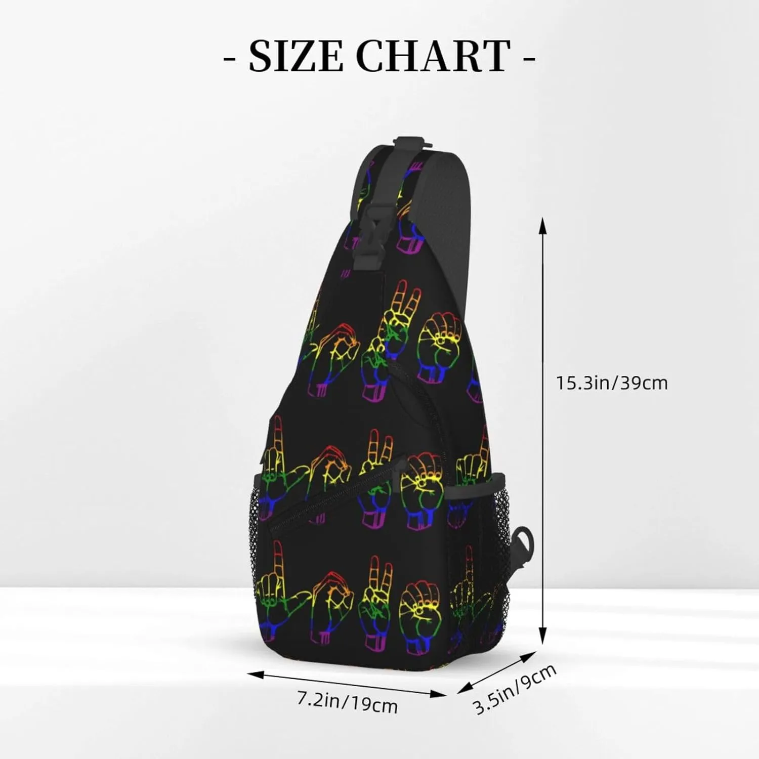 Lgbt Pride Rainbow Gay Lesbian Love Finger Gesture Chest Sling Bag Crossbody Shoulder Backpack Bag Gym Cycling Daypack Travel Hiking Cross Bag