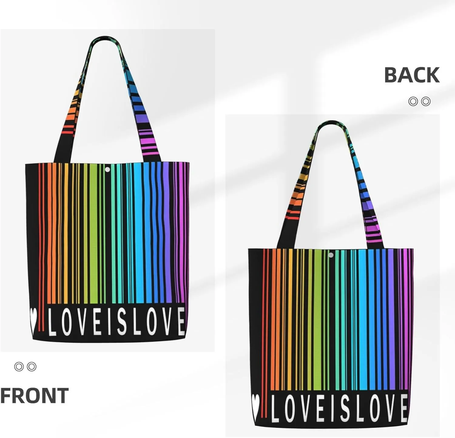 LGBT Pride Rainbow Gay Progress Pride Flag ALLY Canvas Totes Bag Shoulder Bags Shopping Crossbody 13.8 X 15.4 inch
