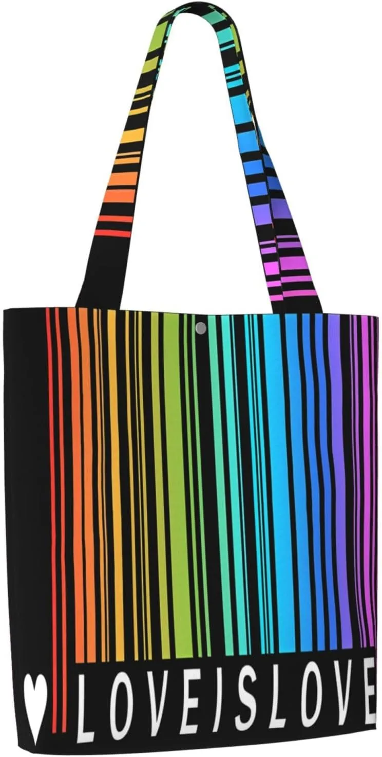 LGBT Pride Rainbow Gay Progress Pride Flag ALLY Canvas Totes Bag Shoulder Bags Shopping Crossbody 13.8 X 15.4 inch