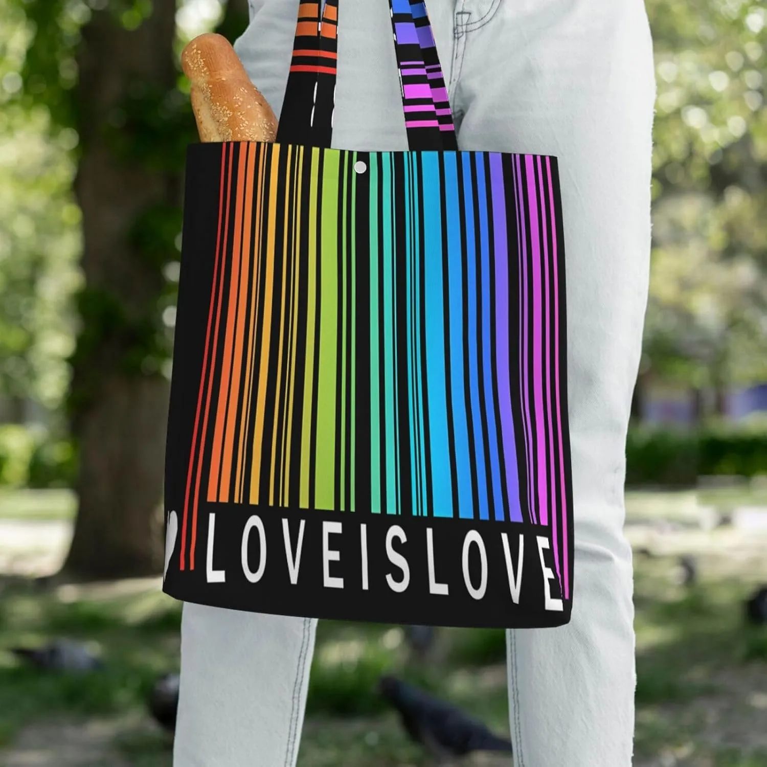 LGBT Pride Rainbow Gay Progress Pride Flag ALLY Canvas Totes Bag Shoulder Bags Shopping Crossbody 13.8 X 15.4 inch