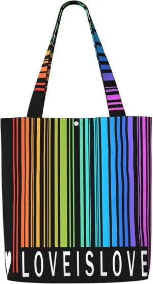 LGBT Pride Rainbow Gay Progress Pride Flag ALLY Canvas Totes Bag Shoulder Bags Shopping Crossbody 13.8 X 15.4 inch