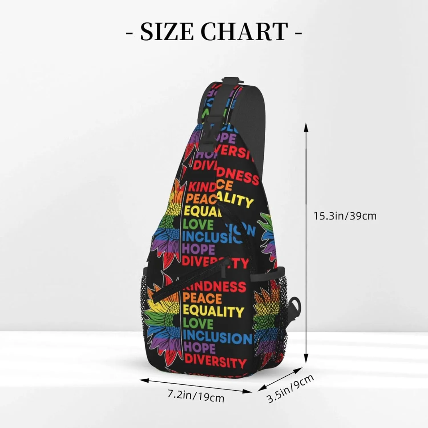Lgbt Pride Rainbow Gay Sunflower Kindness Peace Chest Sling Bag Crossbody Shoulder Backpack Bag Gym Cycling Daypack Travel Hiking Cross Bag