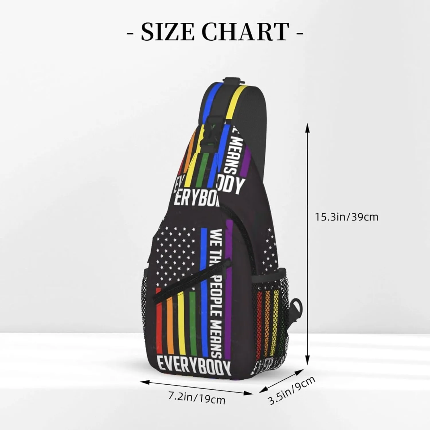 Lgbt Pride Rainbow Gay We The People Means Everybody Chest Sling Bag Crossbody Shoulder Backpack Bag Gym Cycling Daypack Travel Hiking Cross Bag