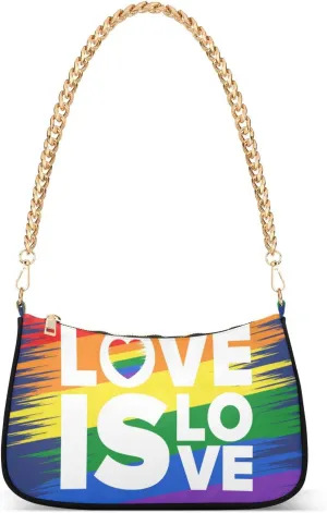 Lgbt Pride Shoulder Bag for Women Hobo Tote Handbag Gold Chain Crossbody Bag with Zipper Clutch Purse Handbags