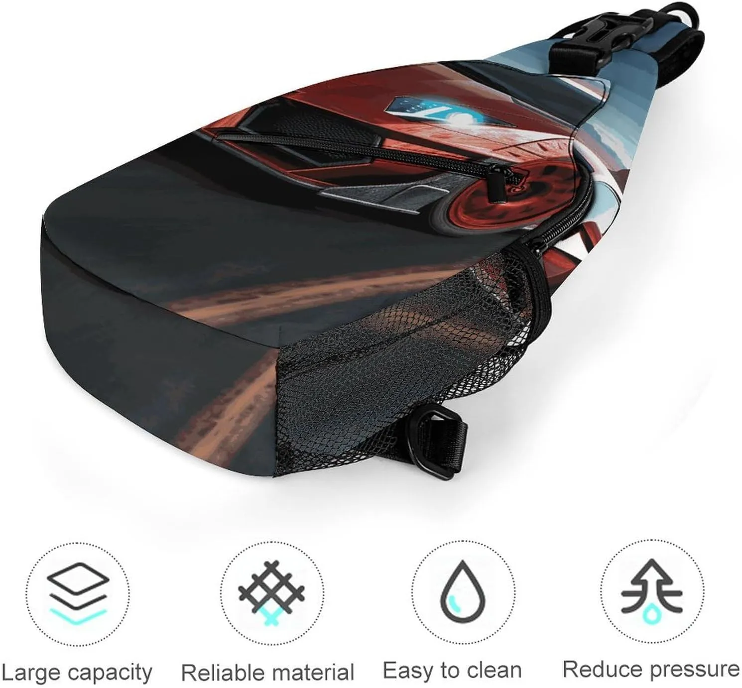 Lightweight Chest Bag Crossbody Bag Red Race Car Sling Backpack for Women Men Sports Travel