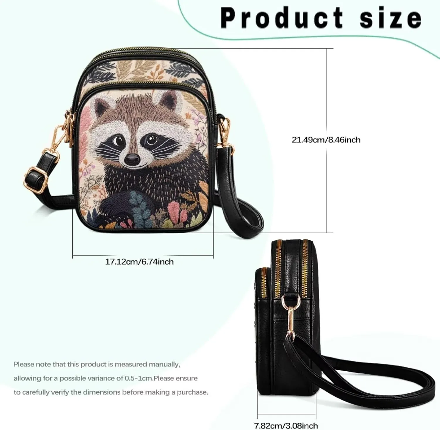 Lightweight Crossbody Bag with Adjustable Strapfor Women Ladies with Three Compartment