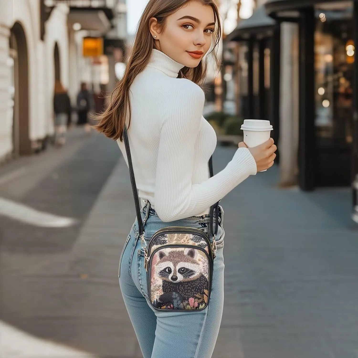 Lightweight Crossbody Bag with Adjustable Strapfor Women Ladies with Three Compartment
