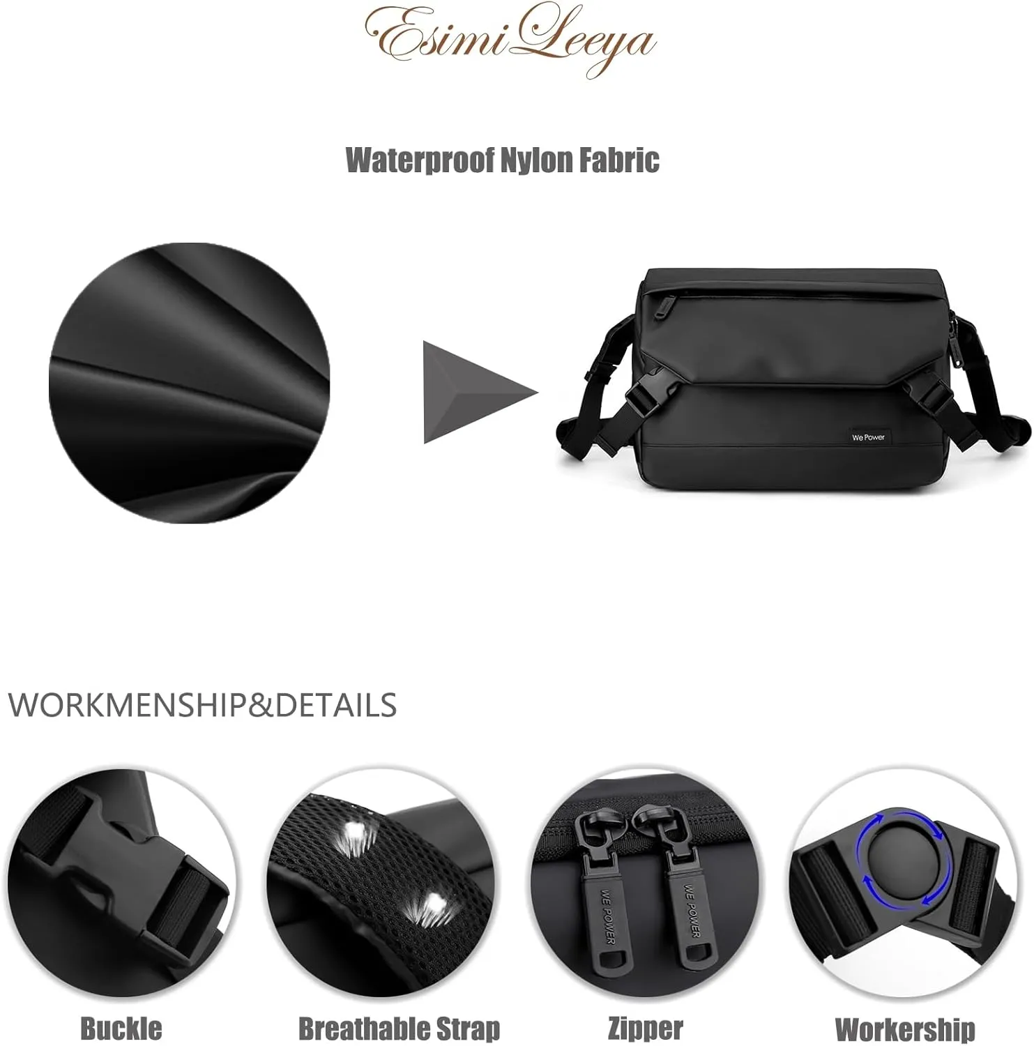 Lightweight Mens Messenger Bag Crossbody Waterproof Sling Shouler Bag for Men