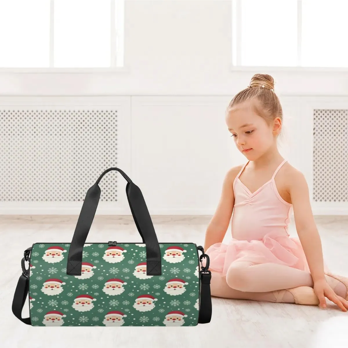 Lightweight Travel Duffle Bag Christmas Santa Claus Snowflake Gym Bag for Women Men Stylish Small Duffle Bag for Fitness Yoga Travel Overnight Sport