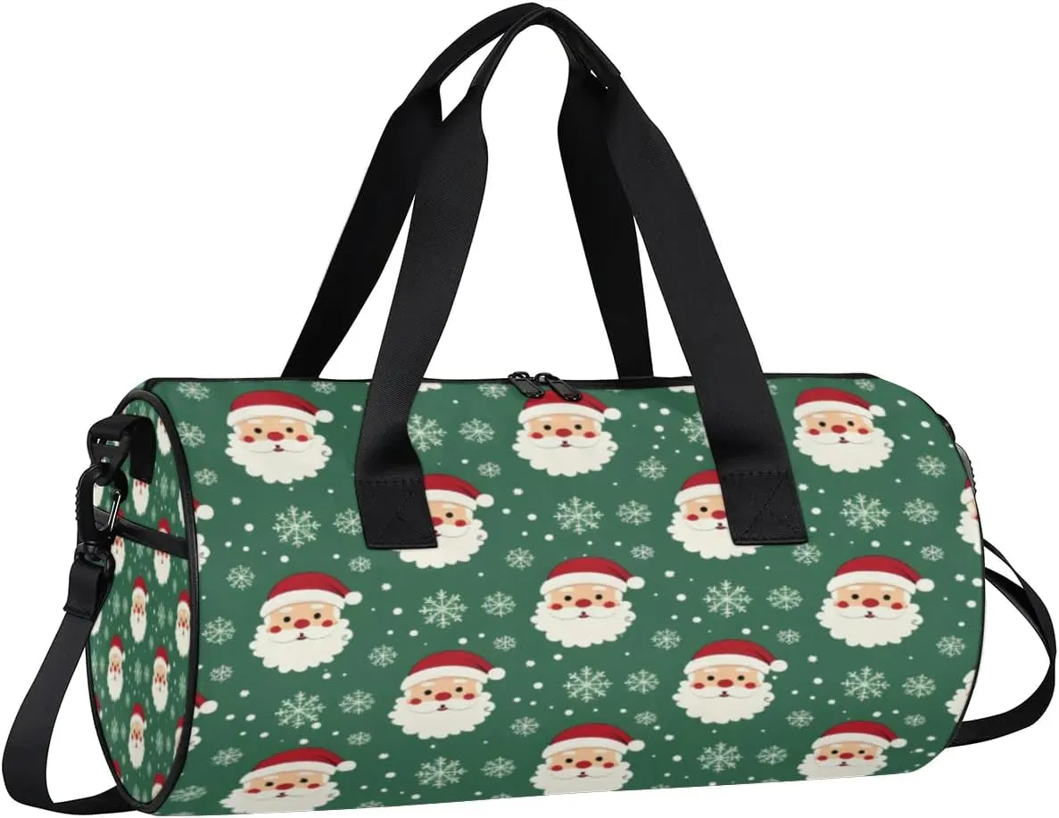 Lightweight Travel Duffle Bag Christmas Santa Claus Snowflake Gym Bag for Women Men Stylish Small Duffle Bag for Fitness Yoga Travel Overnight Sport