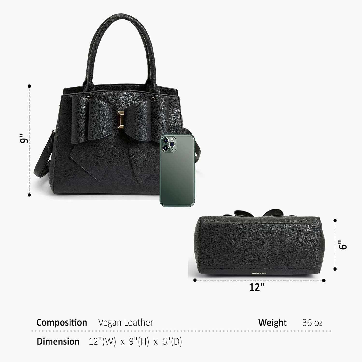 Like Dreams Vegan Leather Tote Bag for Women - Elegant Bowtie Satchel Purse, Stylish Handbag & Purse for Women