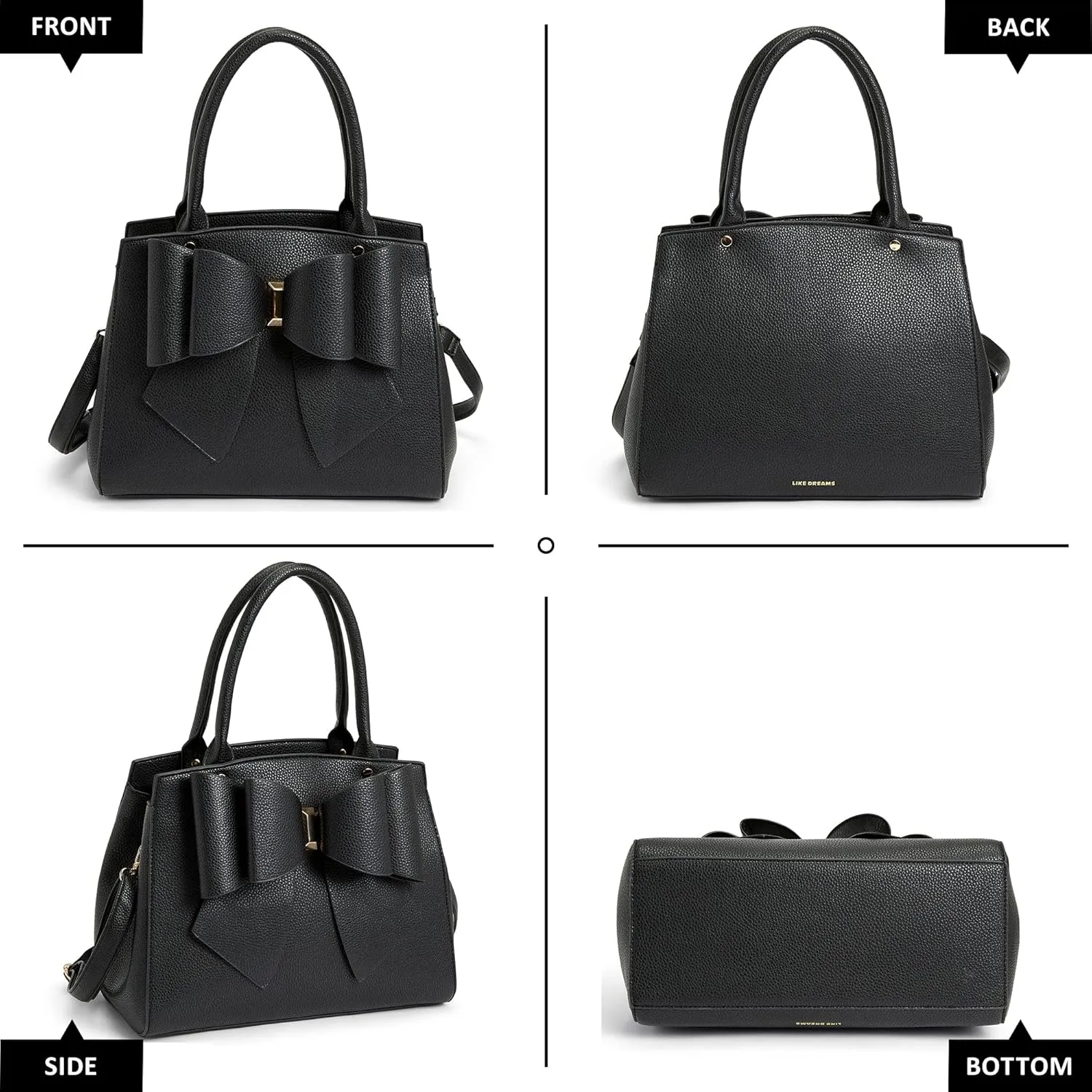 Like Dreams Vegan Leather Tote Bag for Women - Elegant Bowtie Satchel Purse, Stylish Handbag & Purse for Women