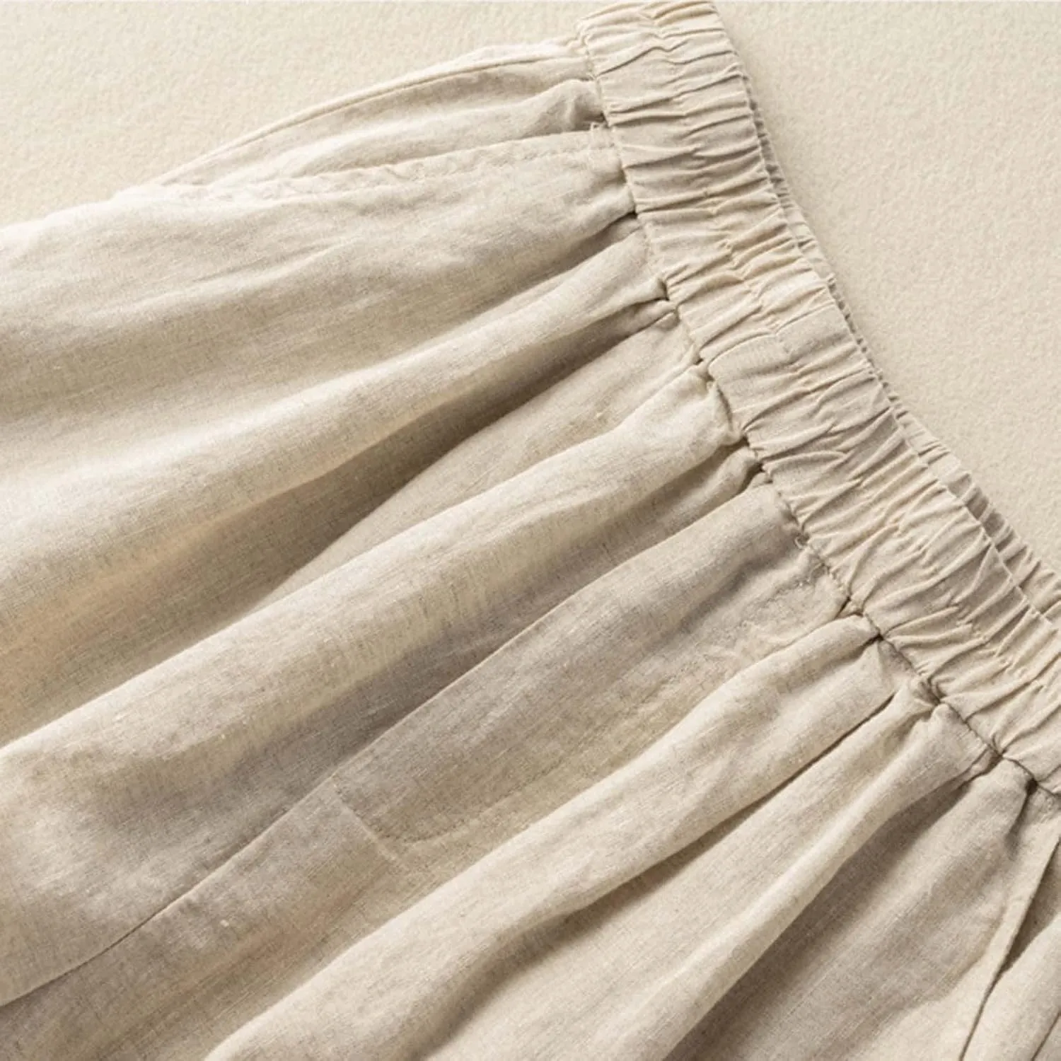 Linen for Women Summer Fall Loose Fit Ruched Straight Leg Plain Shorts Women 2025 Fashion