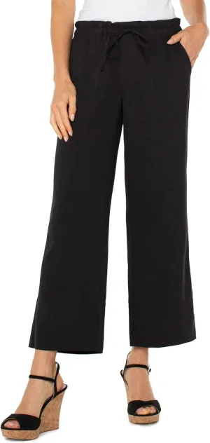 Liverpool Women's Pull on Tie Waist Wide Leg Ankle Pant 26"