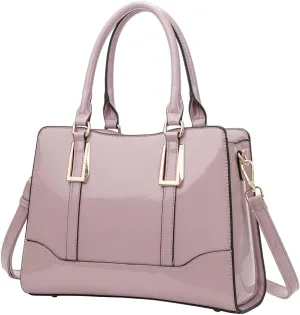 LJOSEIND Shiny Patent Leather Handbags Shoulder Bags Fashion Satchel Purses Top Handle Bags for Women