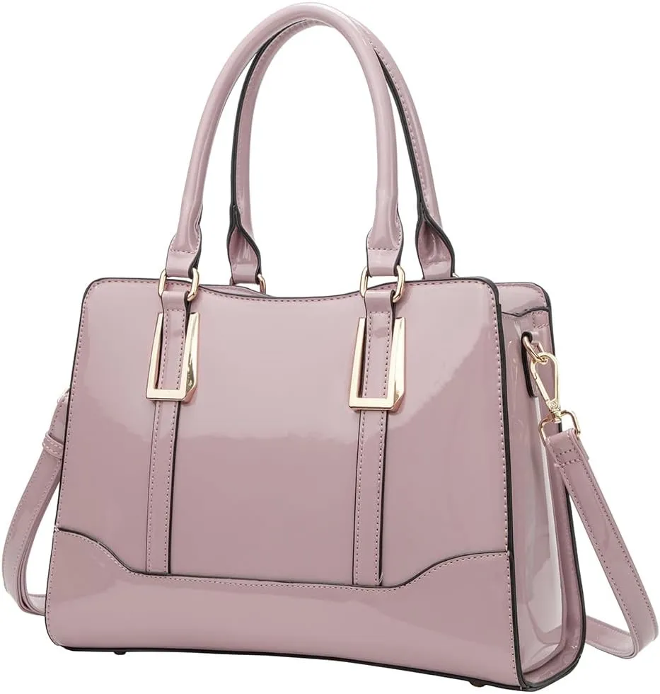 LJOSEIND Shiny Patent Leather Handbags Shoulder Bags Fashion Satchel Purses Top Handle Bags for Women