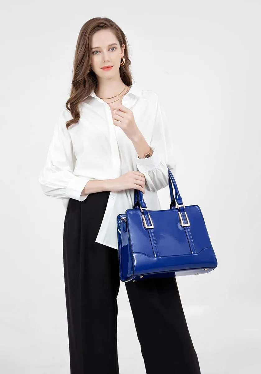 LJOSEIND Shiny Patent Leather Handbags Shoulder Bags Fashion Satchel Purses Top Handle Bags for Women