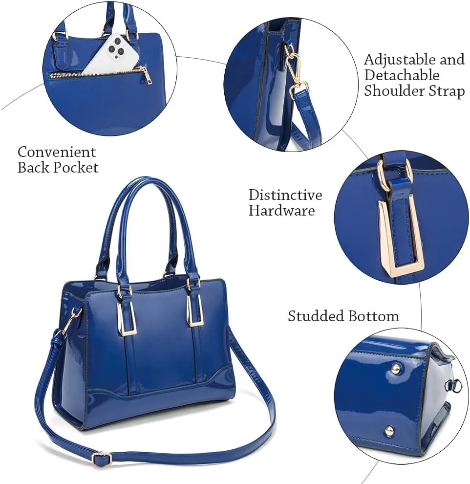 LJOSEIND Shiny Patent Leather Handbags Shoulder Bags Fashion Satchel Purses Top Handle Bags for Women