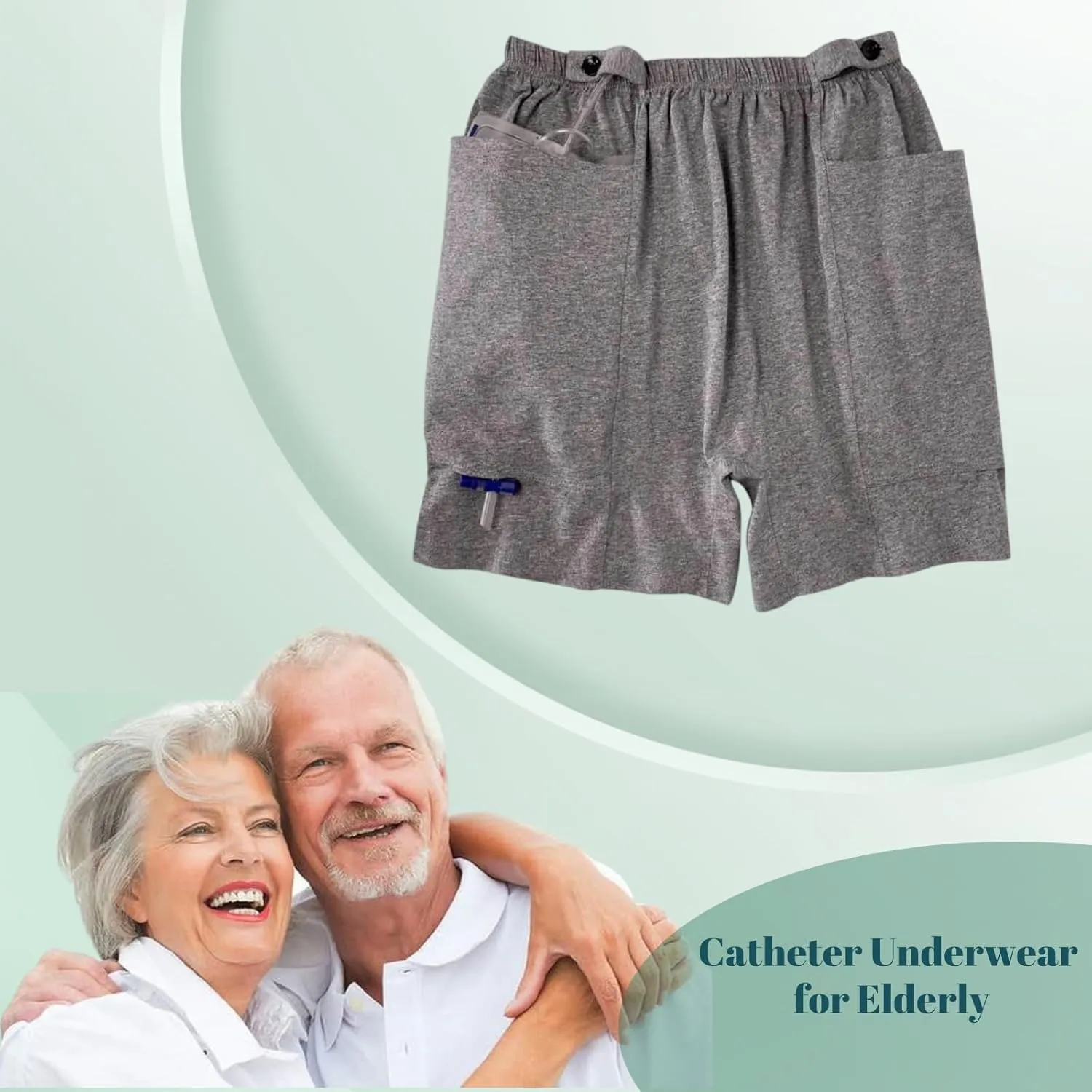 Lmaray Ostomy Drainage Bag Shorts for Men and Women, Urine Bag Pants with Two Discreet Pockets for Catheter
