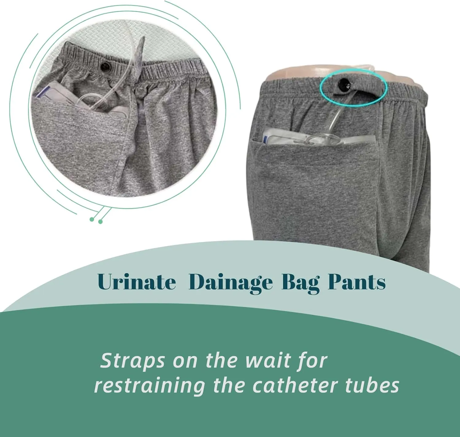 Lmaray Ostomy Drainage Bag Shorts for Men and Women, Urine Bag Pants with Two Discreet Pockets for Catheter
