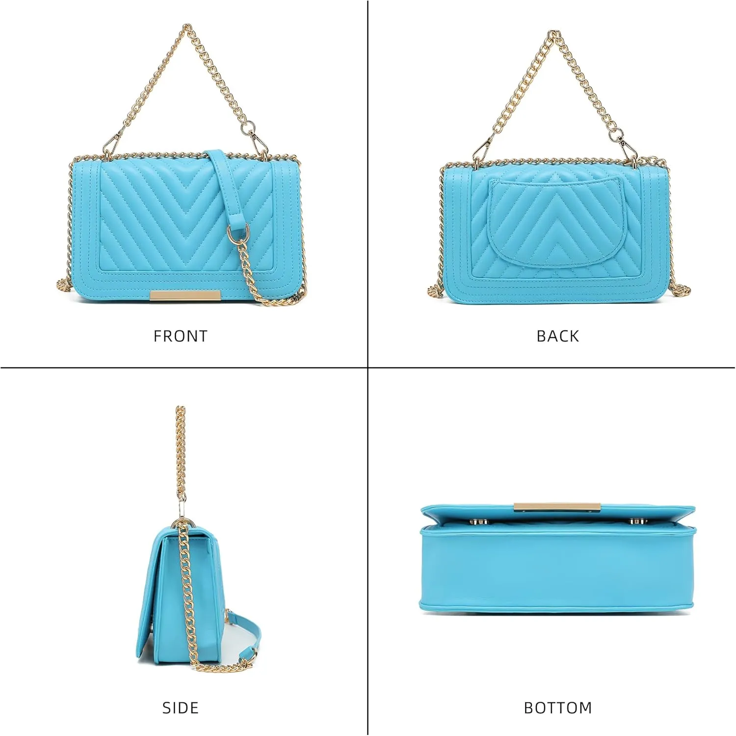 lola mae Crossbody Bags for Women Fashion Quilted Shoulder purse with Convertible Chain Strap Classic Satchel Handbag