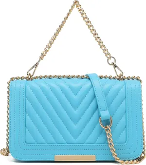 lola mae Crossbody Bags for Women Fashion Quilted Shoulder purse with Convertible Chain Strap Classic Satchel Handbag