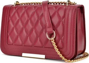 lola mae Crossbody Bags for Women Fashion Quilted Shoulder purse with Convertible Chain Strap Classic Satchel Handbag