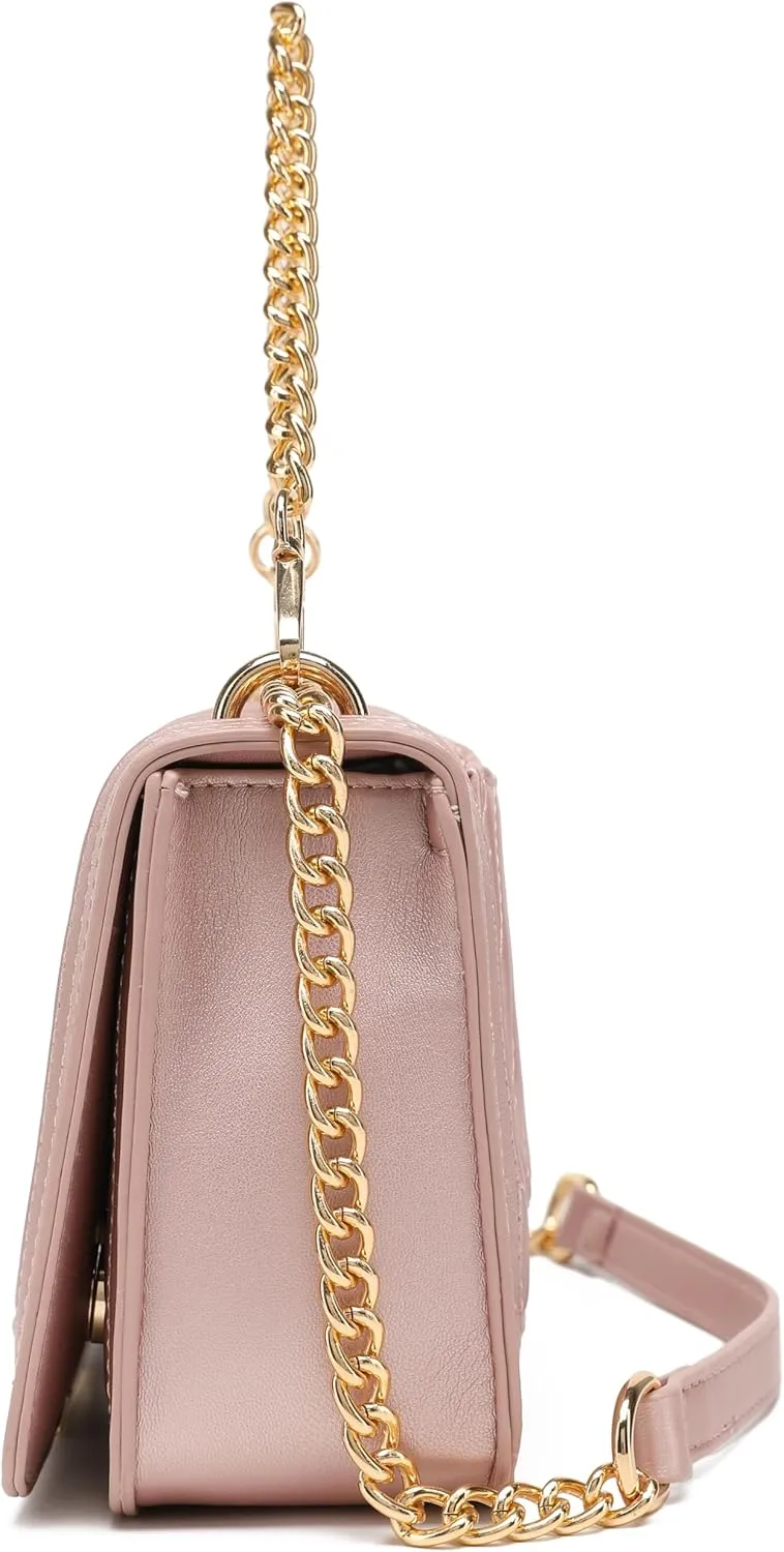 lola mae Crossbody Bags for Women Fashion Quilted Shoulder purse with Convertible Chain Strap Classic Satchel Handbag