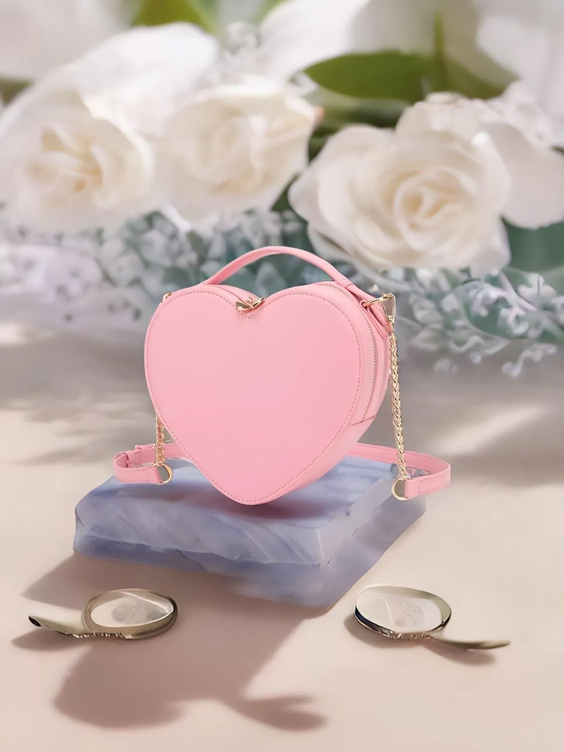 lola mae Heart Shape Satchel Crossbody Purse for women Zip Around Shoulder Bag