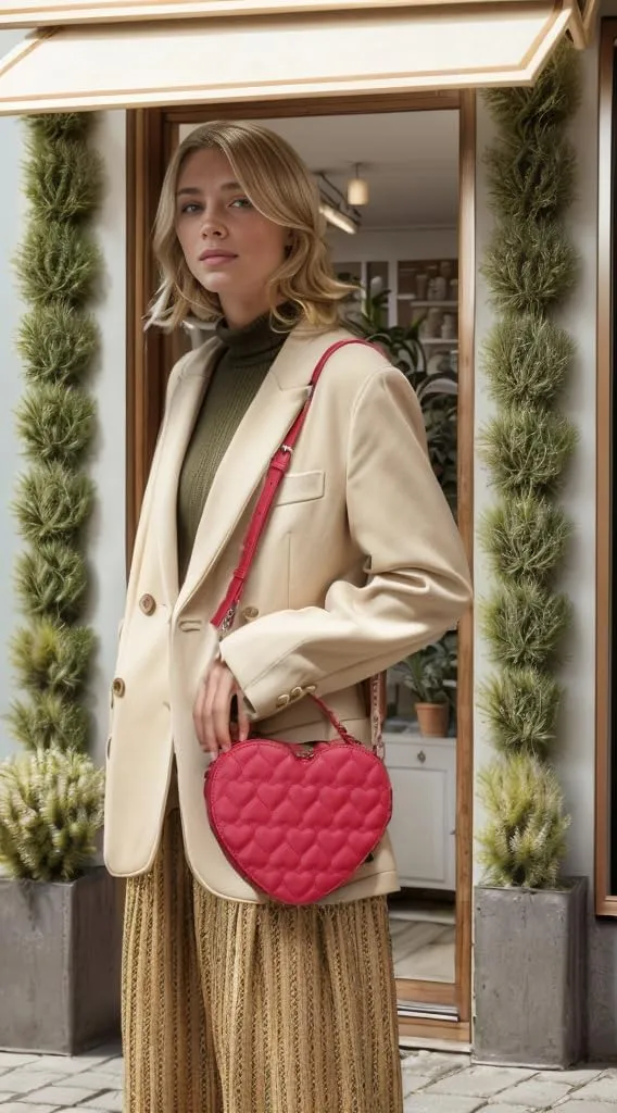 lola mae Heart Shape Satchel Crossbody Purse for women Zip Around Shoulder Bag
