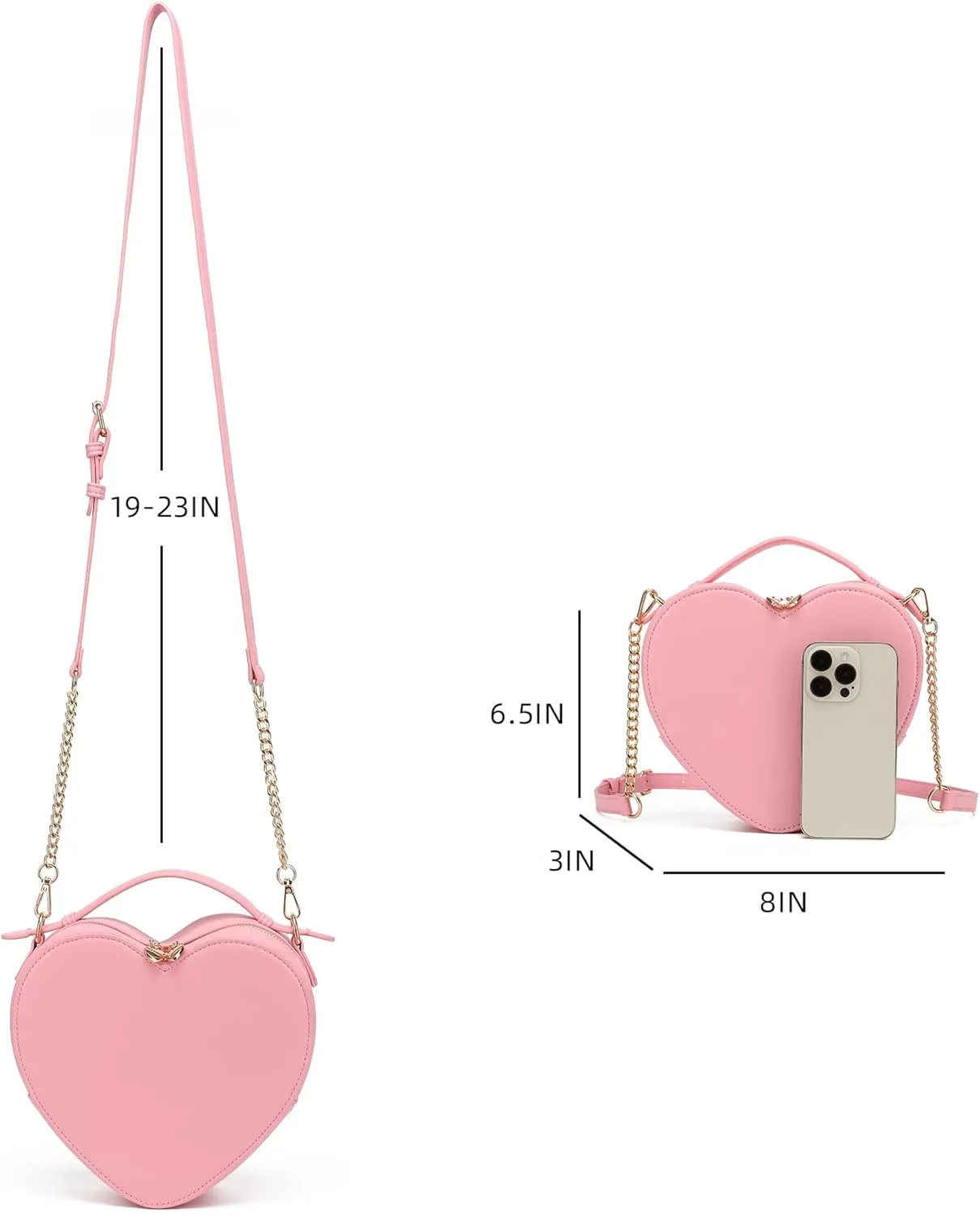 lola mae Heart Shape Satchel Crossbody Purse for women Zip Around Shoulder Bag