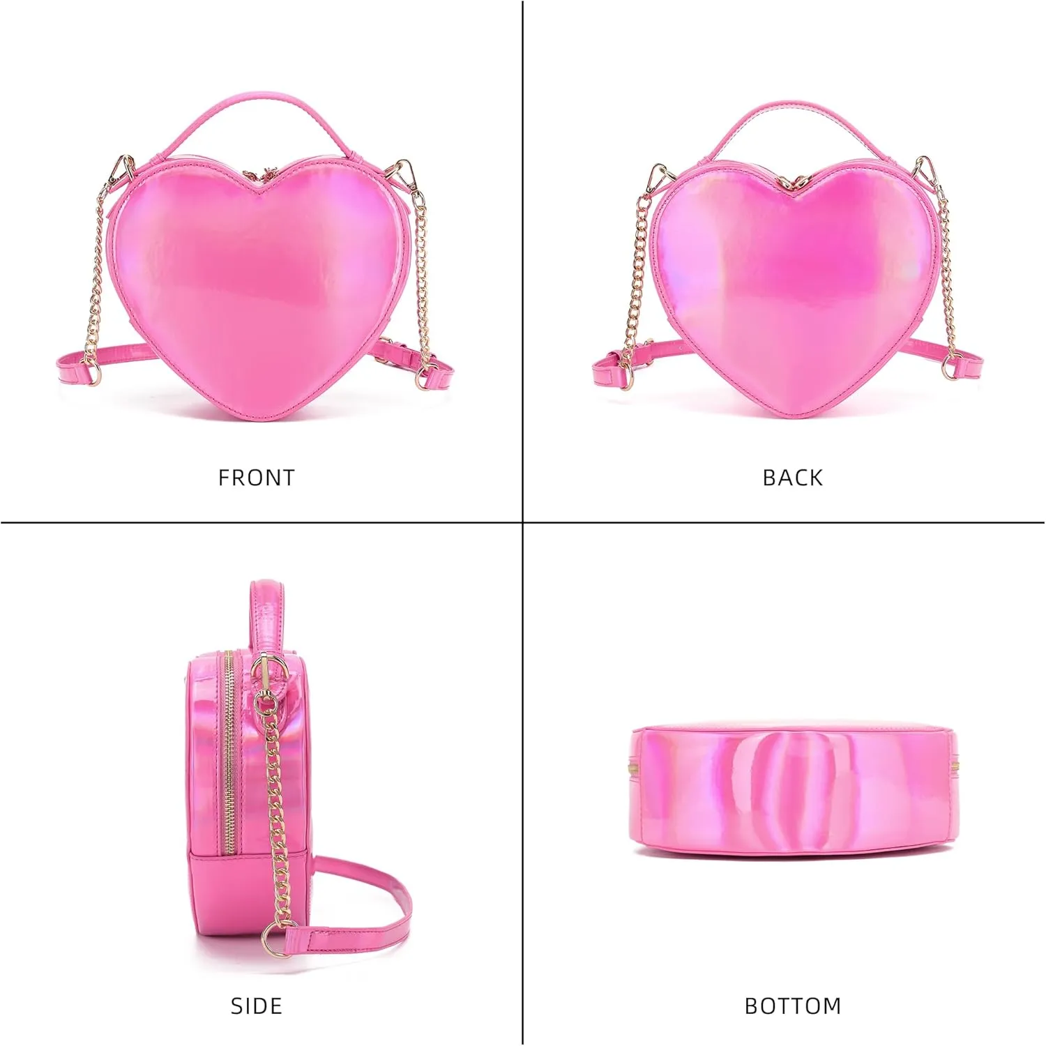 lola mae Heart Shape Satchel Crossbody Purse for women Zip Around Shoulder Bag